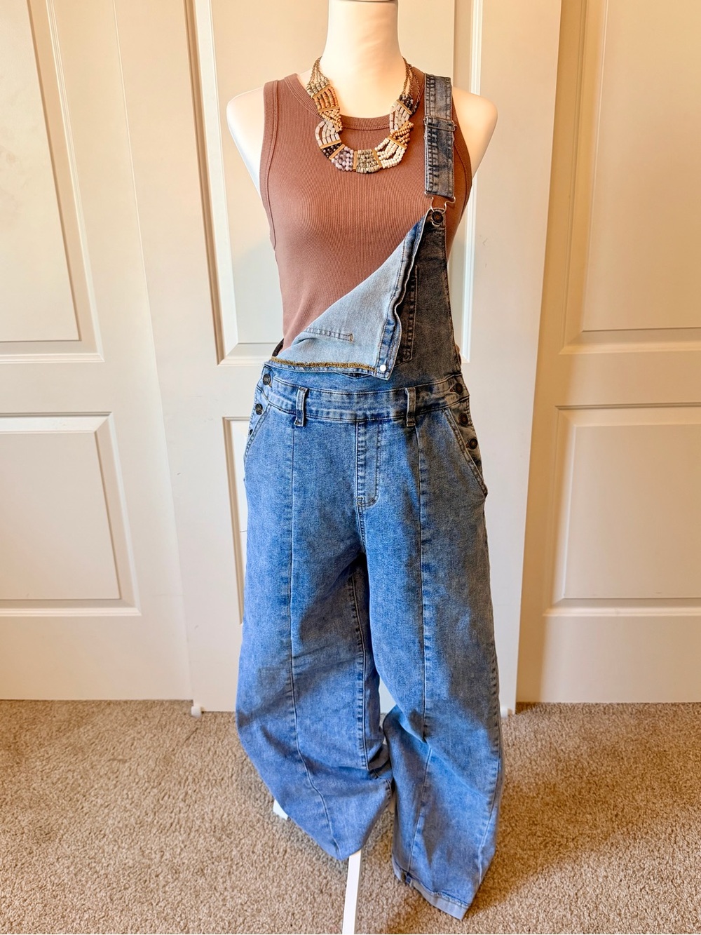 Loose-Fit Blue Denim Women's Overalls